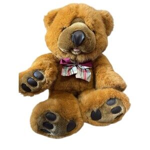 Vintage 1995 Fordlet International 16” Plush teddy bear with plaid bow tie